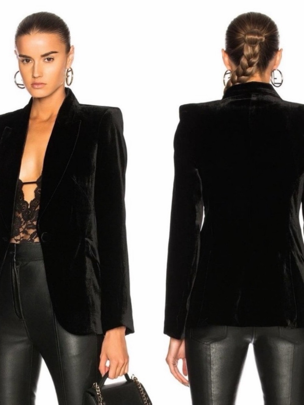 L'Agence | Chamberlain Black Velvet Blazer | Size 8